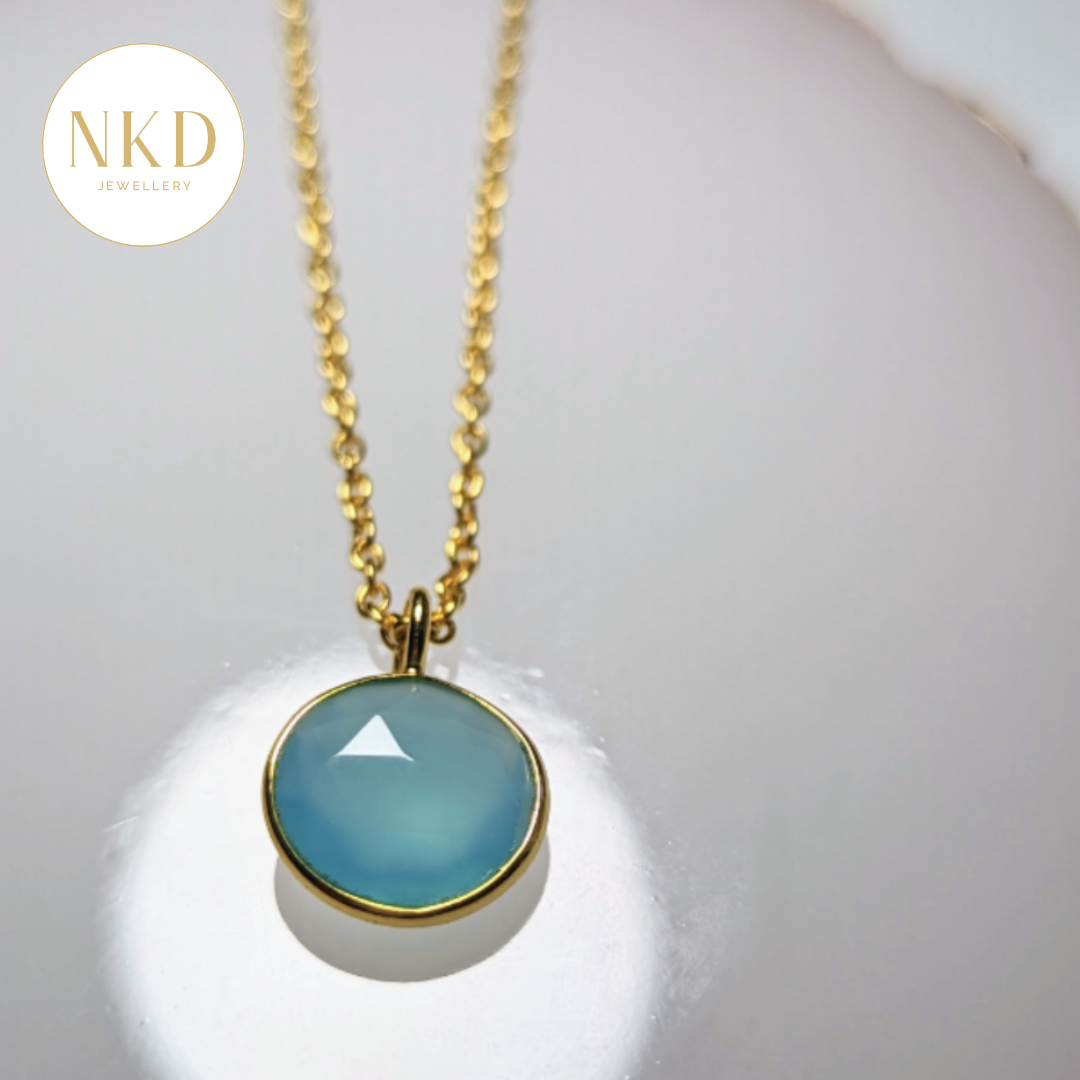 Sienna - Aqua Chalcedony Pendant Necklace