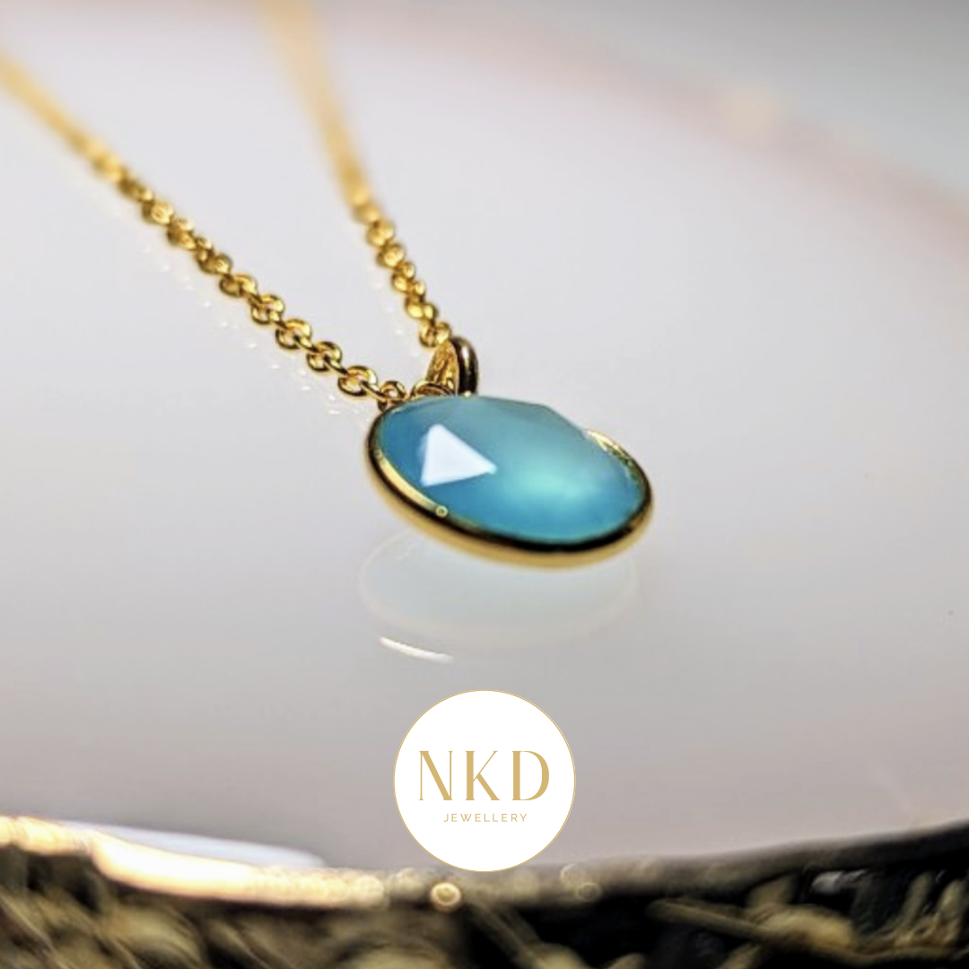 Sienna - Aqua Chalcedony Pendant Necklace