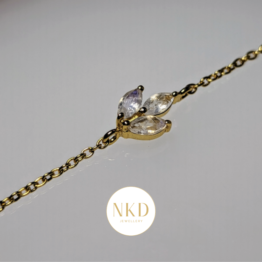 Sofia - Rainbow Moonstone Leaf Bracelet