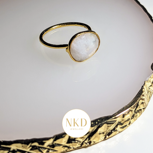 Barcelona - Large Rainbow Moonstone Ring