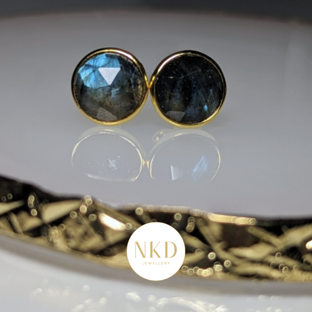 Lisbon - Labradorite Round Stud Earrings