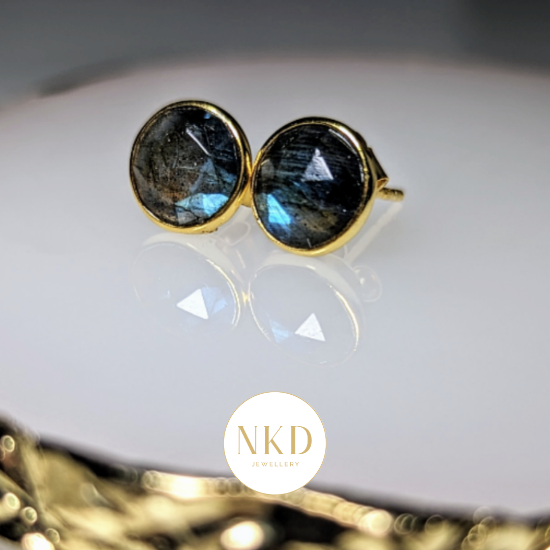Lisbon - Labradorite Round Stud Earrings