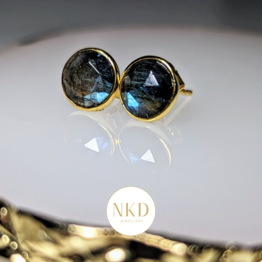 Lisbon - Labradorite Round Stud Earrings