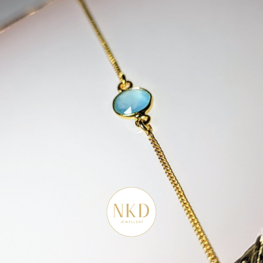 Aqua Chalcedony March Bracelet - NKD Jewellery, hypoallergenic, lightweight, 925 sterling silver