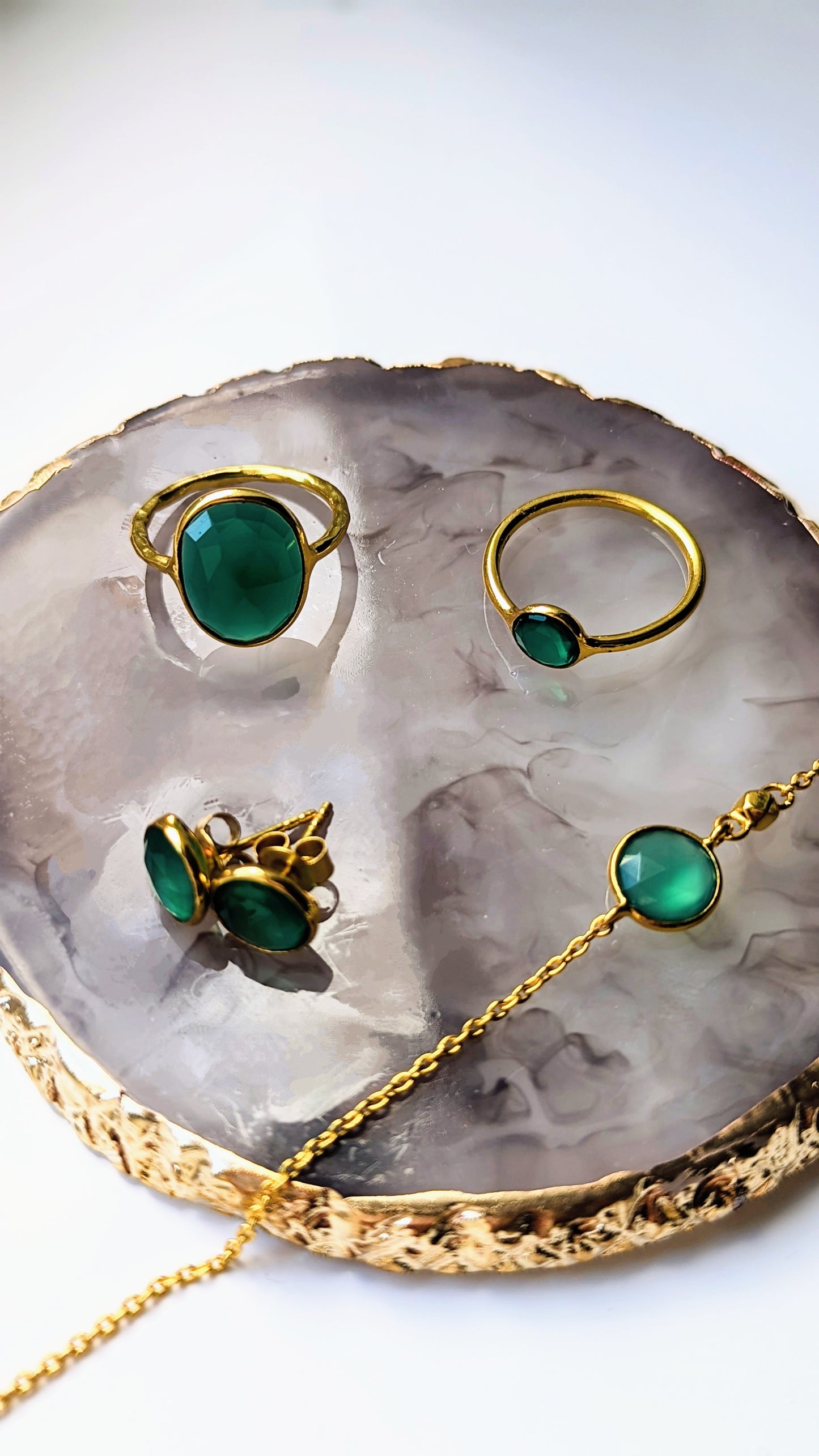 Monaco - Green Onyx Chain Bracelet