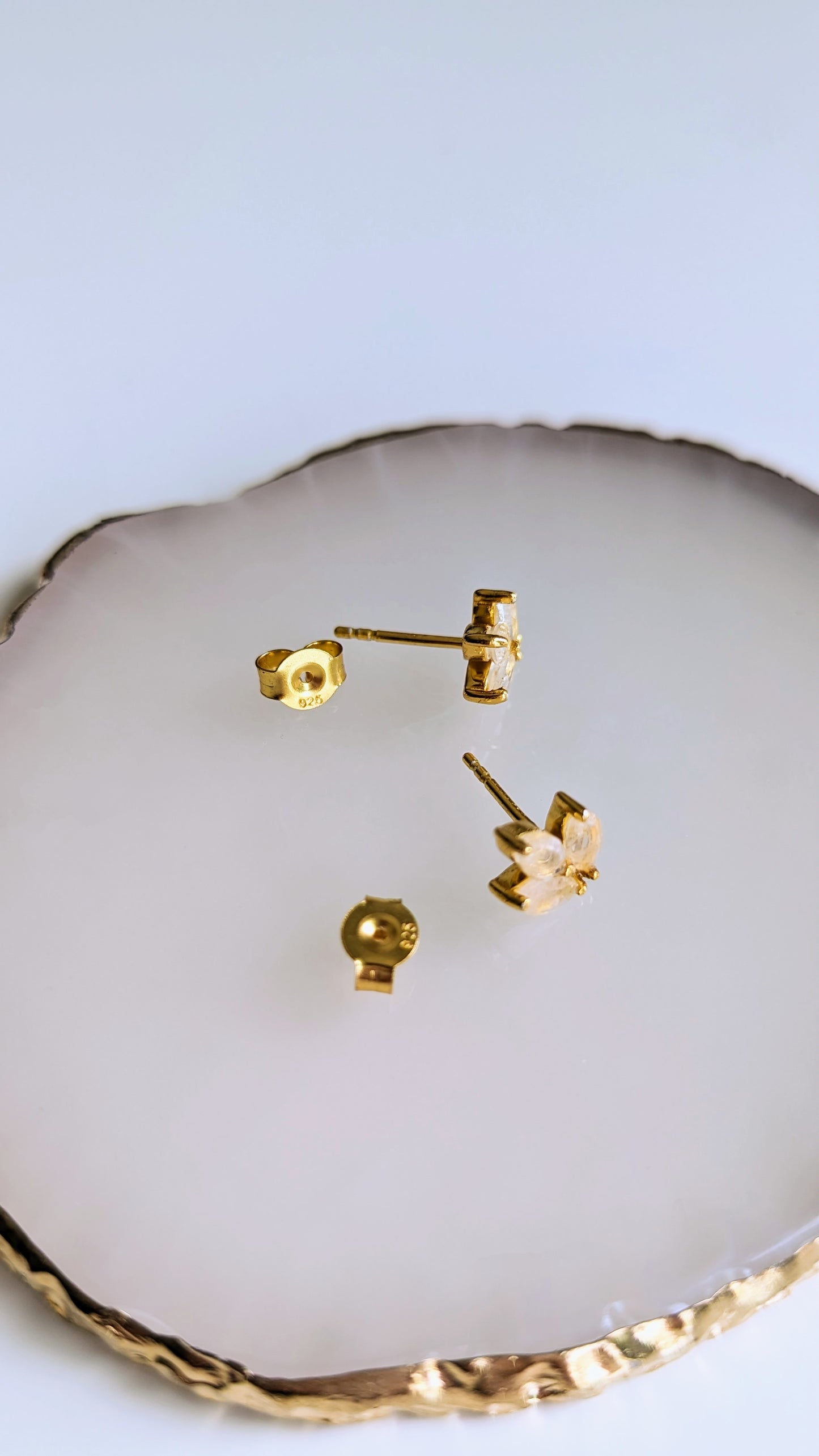 Sofia - Rainbow Moonstone Leaf Stud Earrings