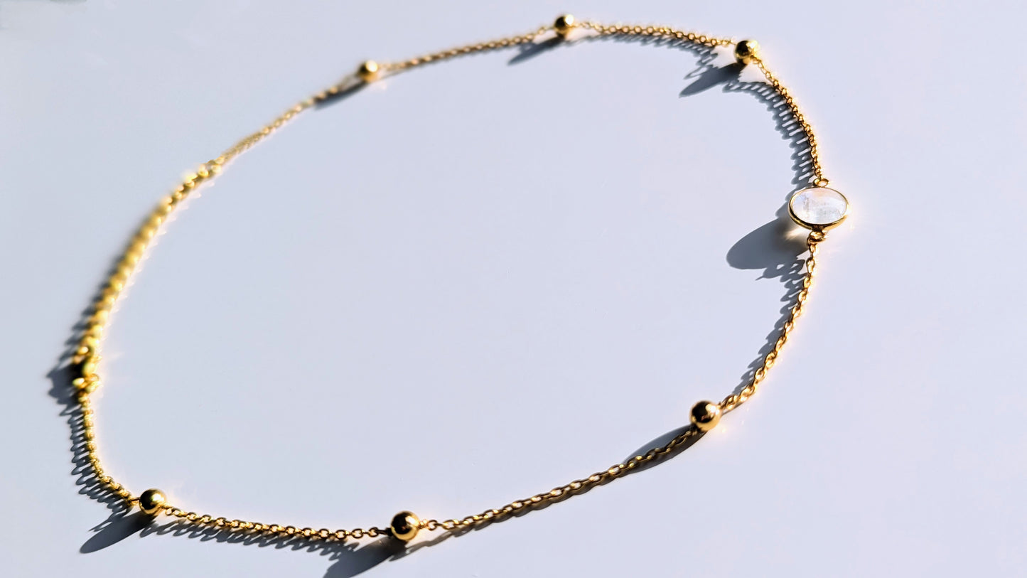Nairobi - Rainbow Moonstone Beaded Chain Choker Necklace