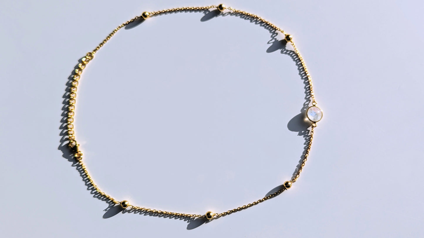 Nairobi - Rainbow Moonstone Beaded Chain Choker Necklace