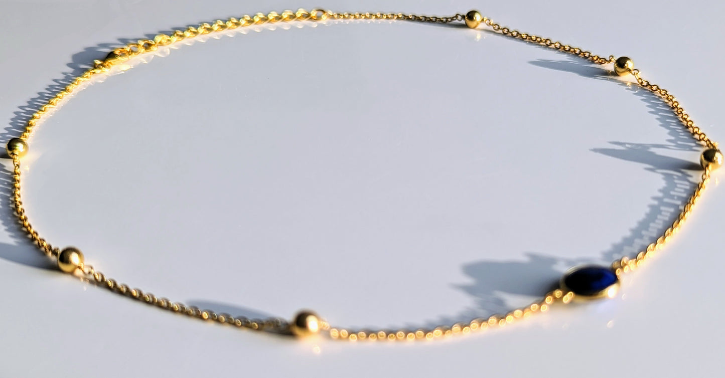 Nairobi - Lapis Lazuli Beaded Chain Necklace