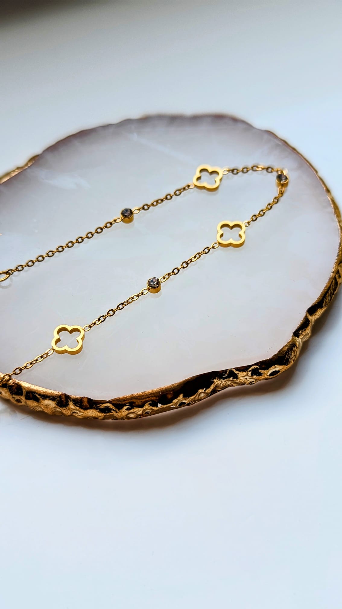 Rome - Gold Plated Lucky Clover & Cubic Zirconia Bracelet