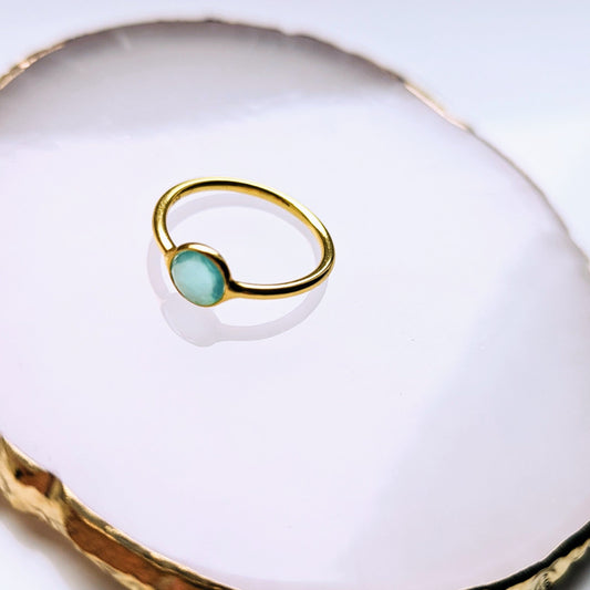 Dainty Aqua Chalcedony Ring - NKD Jewellery, made from 925 Sterling Silver