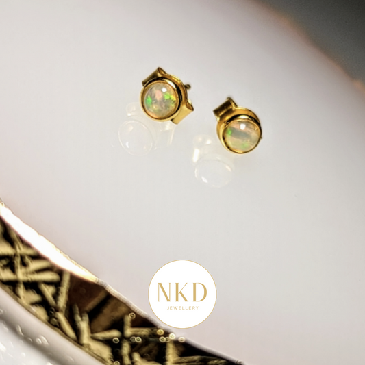Kyoto - Mini Ethiopian Opal Round Stud Earrings