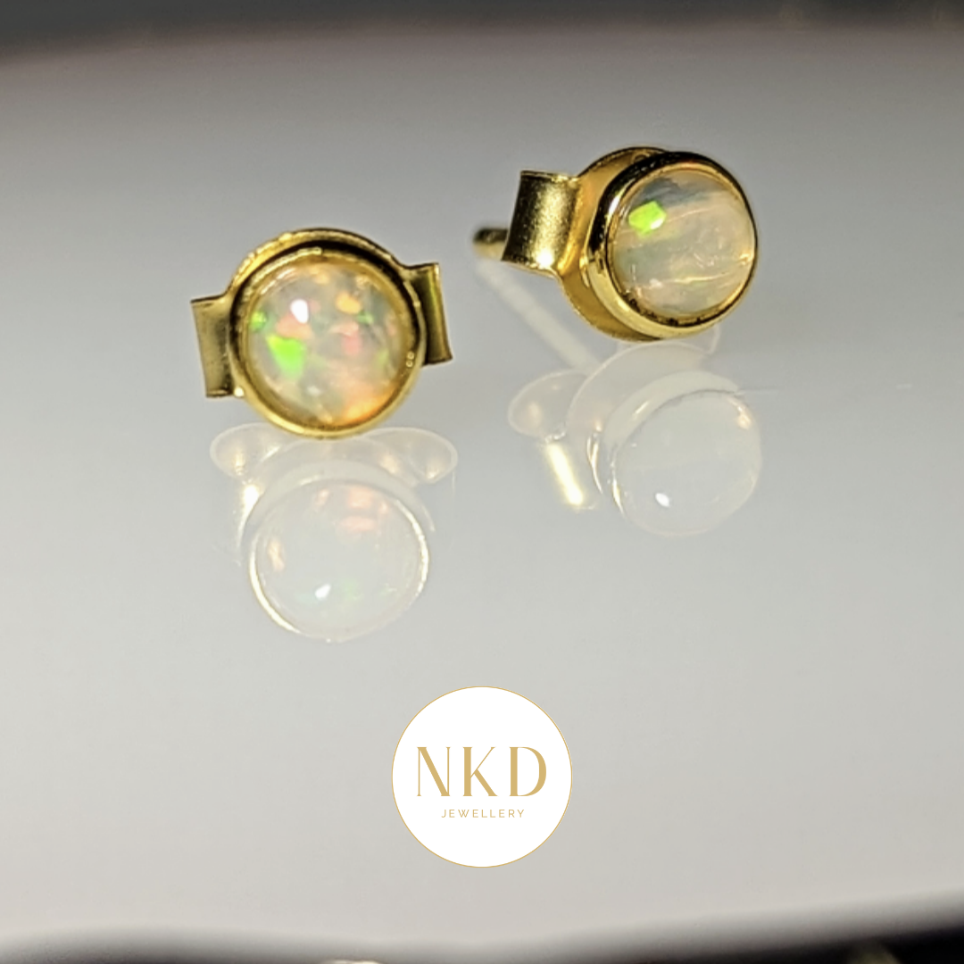 Kyoto - Mini Ethiopian Opal Round Stud Earrings