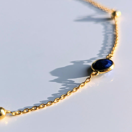 Lapis Lazuli Beaded Chain Necklace Beaded Chain Necklace