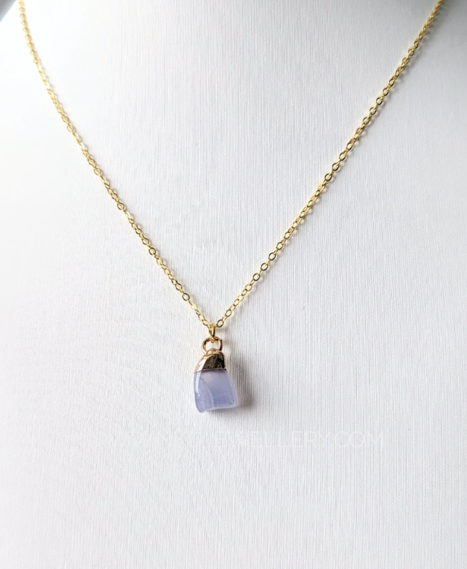 Aqua Chalcedony - March Birthstone Pendant Necklace