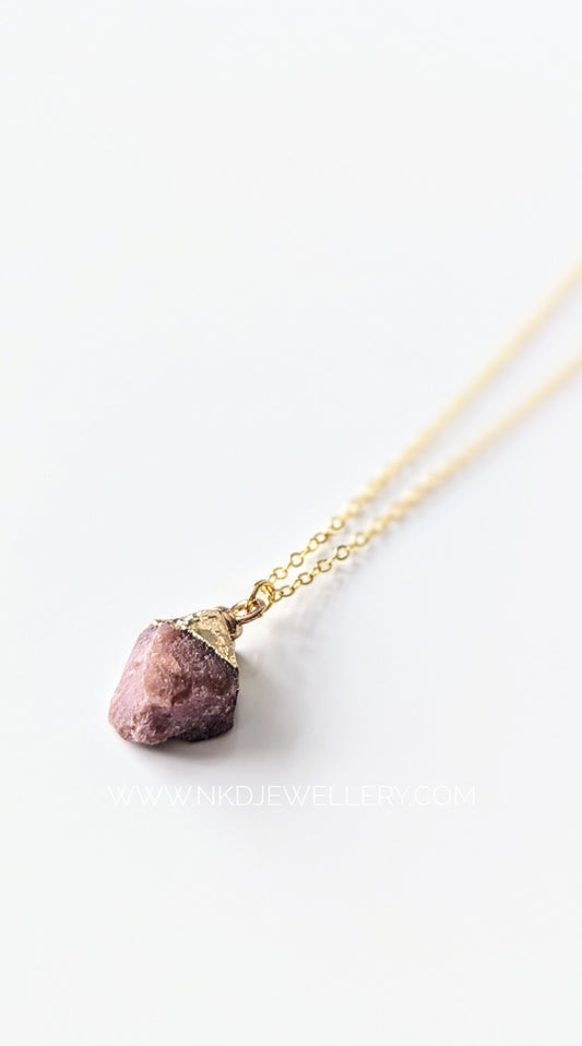 Pink Opal - October Birthstone Pendant Necklace