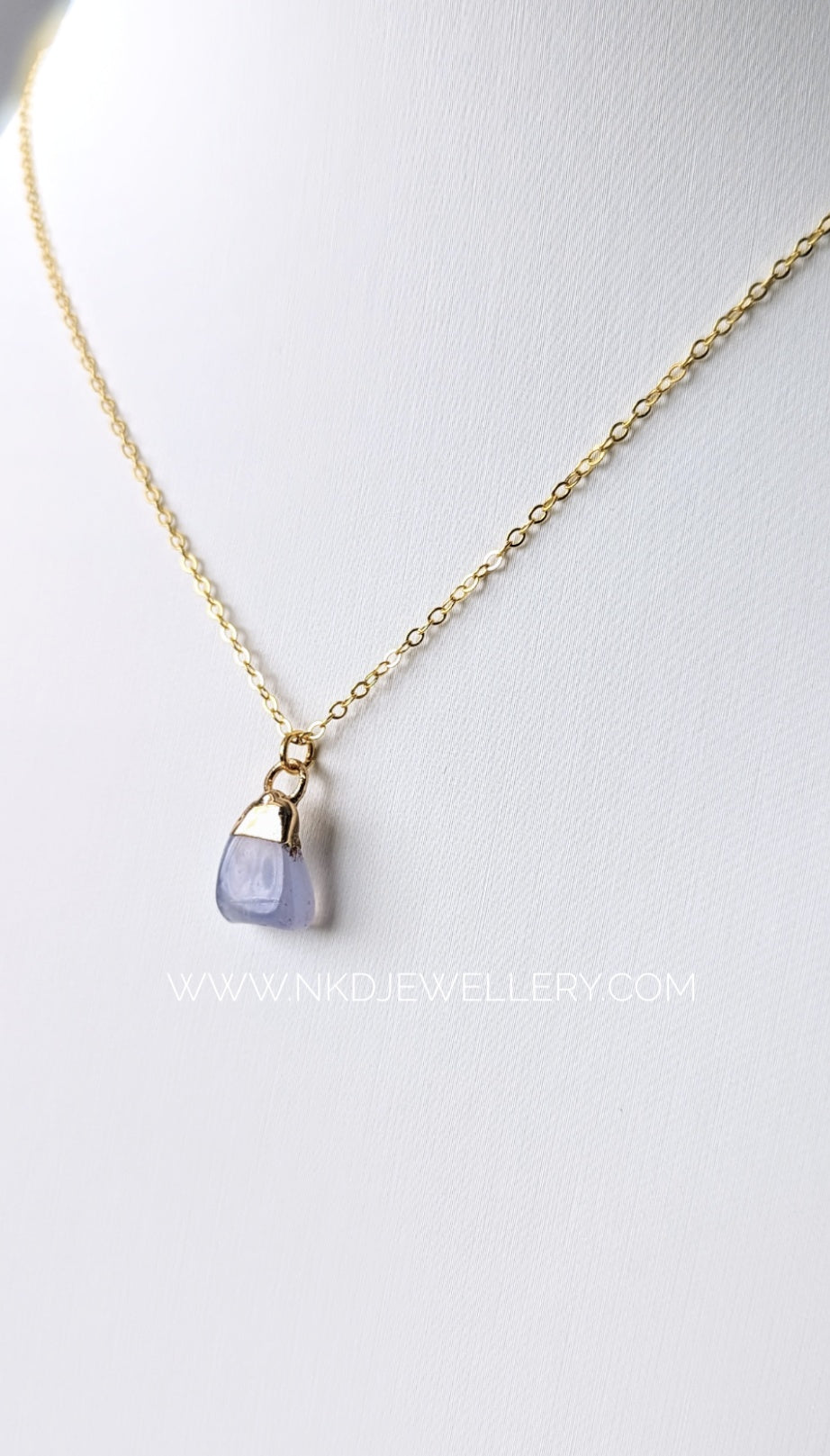 Aqua Chalcedony - March Birthstone Pendant Necklace