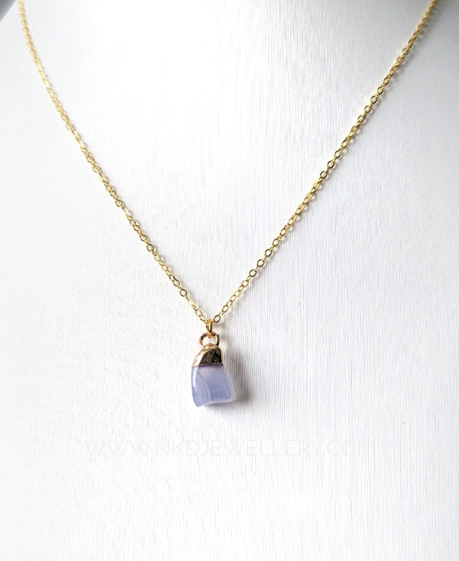 Aqua Chalcedony - March Birthstone Pendant Necklace