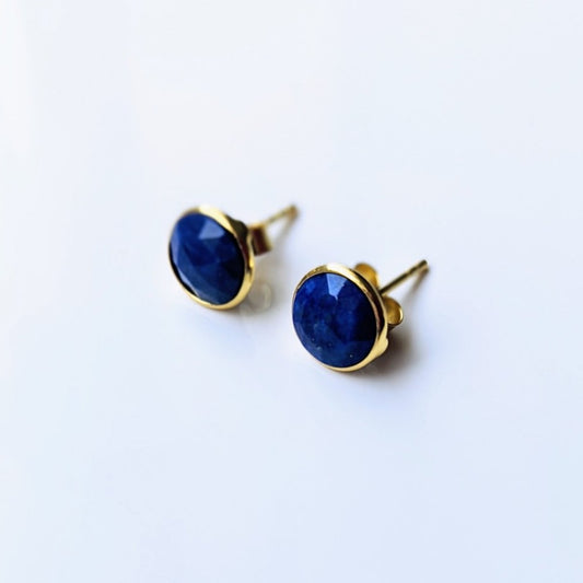 Lisbon - Lapis Lazuli Round Stud Earrings